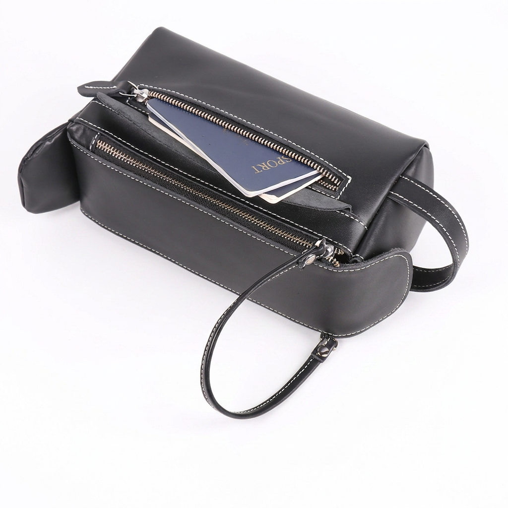 The Anders Dopp Kit | Black Leather Toiletry Bag